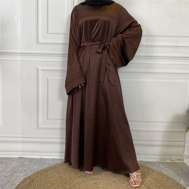 Silky Satin Closed Abaya Dress (10 Colors) - Free Worldwide Shipping- Sew Royal US